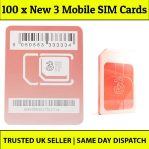 100 Three UK SIM Cards - Bulk PAYG Pack | Triple-Cut | Fast UK Delivery