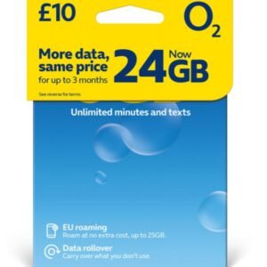 £10 O2 Pay As You Go SIM 24 GB Data + Unlimited UK Minutes & Texts (O2 £10 Bundle)