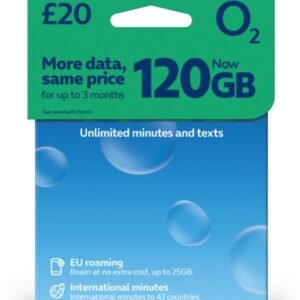 £20 O2 Pay As You Go SIM 120 GB Data + Unlimited UK Minutes & Texts (O2 £20 Bundle)