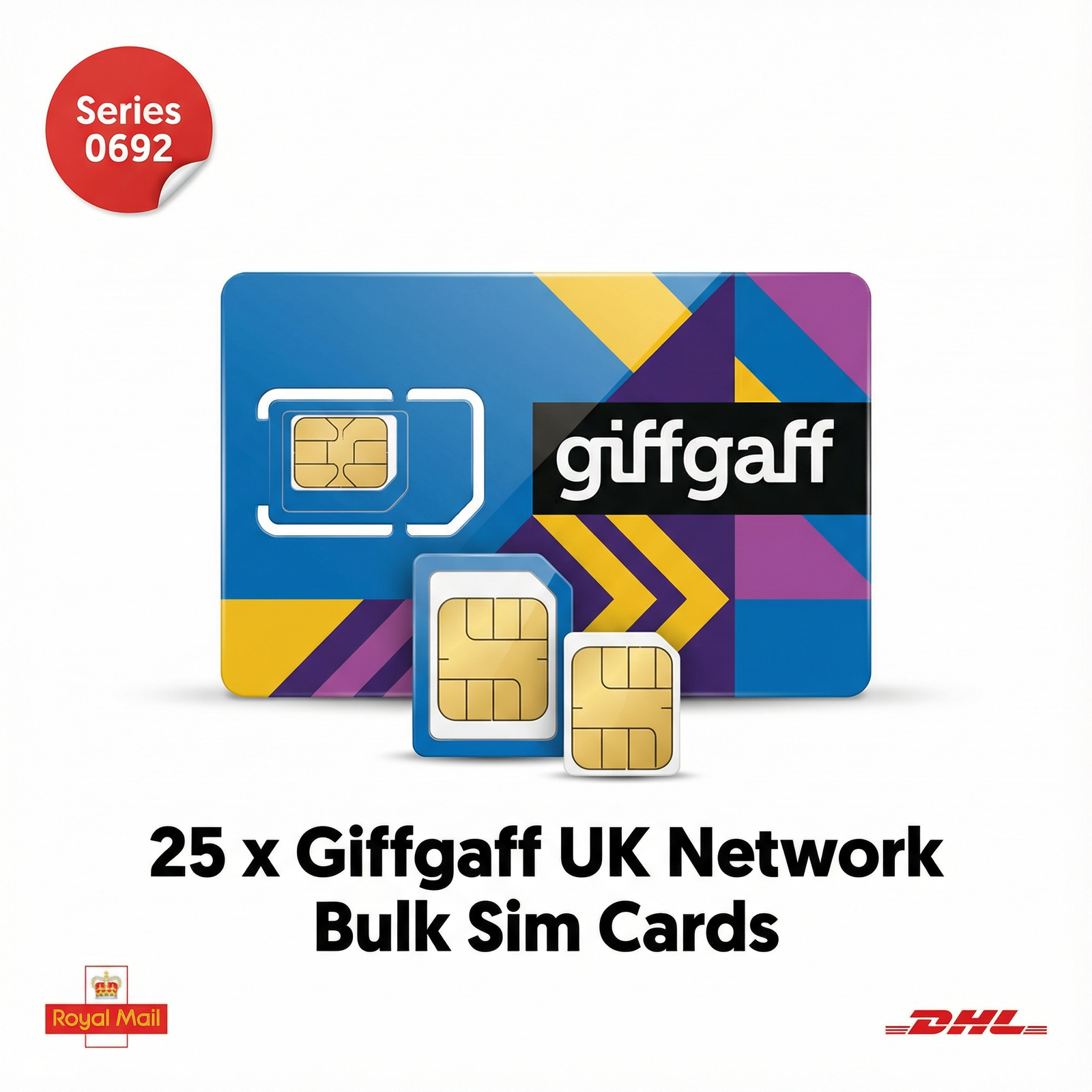 25 x giffgaff sim cards 0692