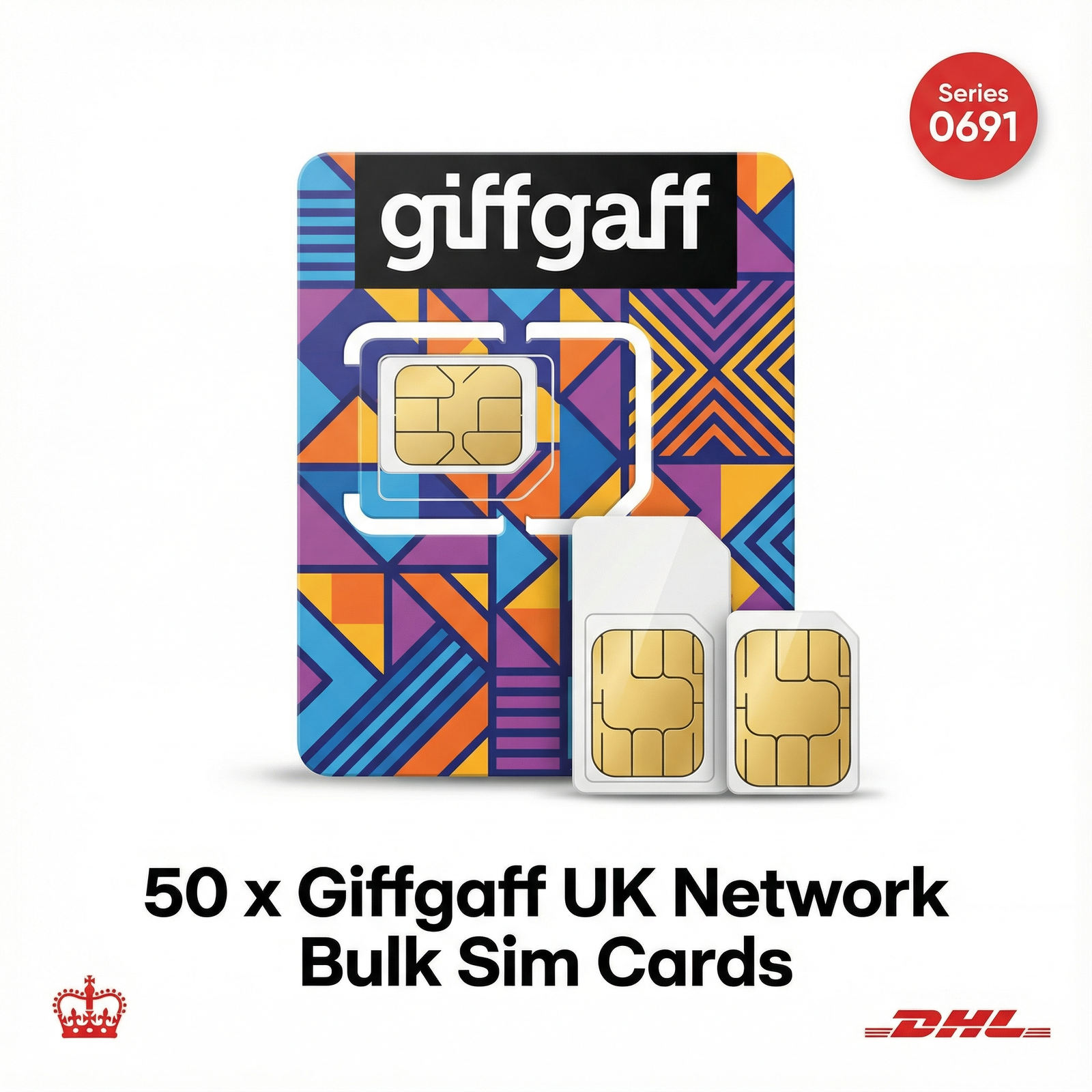 50 x Giffgaff SIM Cards 0691