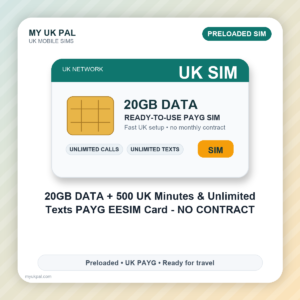 EE £10 Bundle 20GB Data, 500 Minutes & Unlimited Texts Pay As You Go SIM Card