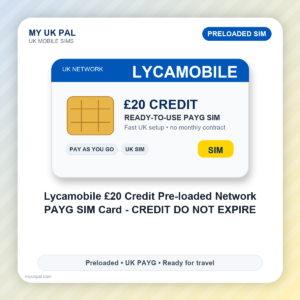 Lycamobile £20 Preloaded PAYG SIM Card - Credit Does Not Expire