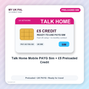 Talk Home Mobile Pay As You Go Sim + £5 Preloaded Credit