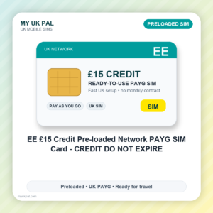 £15 EE Preloaded UK Network Pay As You Go Sim Card - Credit DO NOT EXPIRE