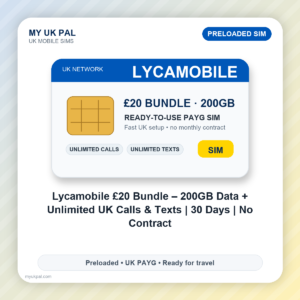 Lycamobile £20 PAYG SIM Bundle - 200GB Data, Unlimited UK Calls & Texts